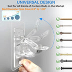 Antimbee 6-Pack No Drill Needed Curtain Rod Holders, Self Adhesive Rod Brackets - Image 2