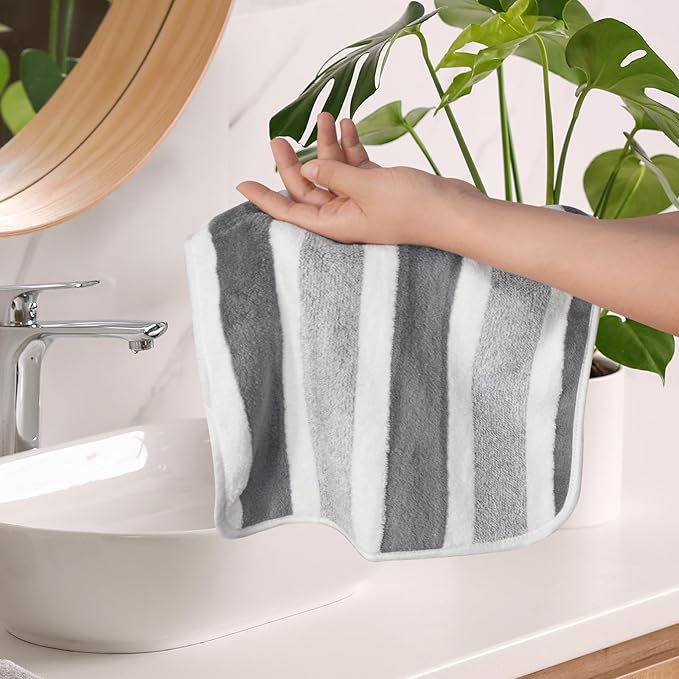 KinHwa Microfiber Hand Towels for Bathroom Soft and Absorbent Face Towels Grey - Image 6