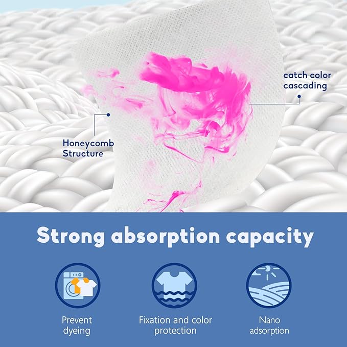Color Absorber Laundry Sheets 216 Count, Dye Catcher to Prevent Clothes from - Image 3