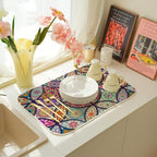 Boho Dish Drying Mat 18 x 24 Inch Vintage Bohemian Drying Mat - Image 5