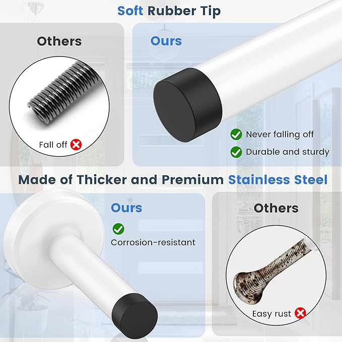 4 Pack Door Stops, 304 Stainless Steel Door Stoppers, Easy Installation - Image 6