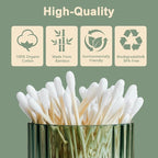 500 Count-Bamboo Double-Tipped Cotton Swabs, Organic & Biodegradable Ear Buds - Image 2