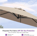 PURPLE LEAF 9 Feet Square Cantilever Umbrella Patio Umbrella with Base Outdoor Umbrella Aluminum Offsetwith 360-degree Rotation for Garden Deck Pool Patio Taupe - Image 5