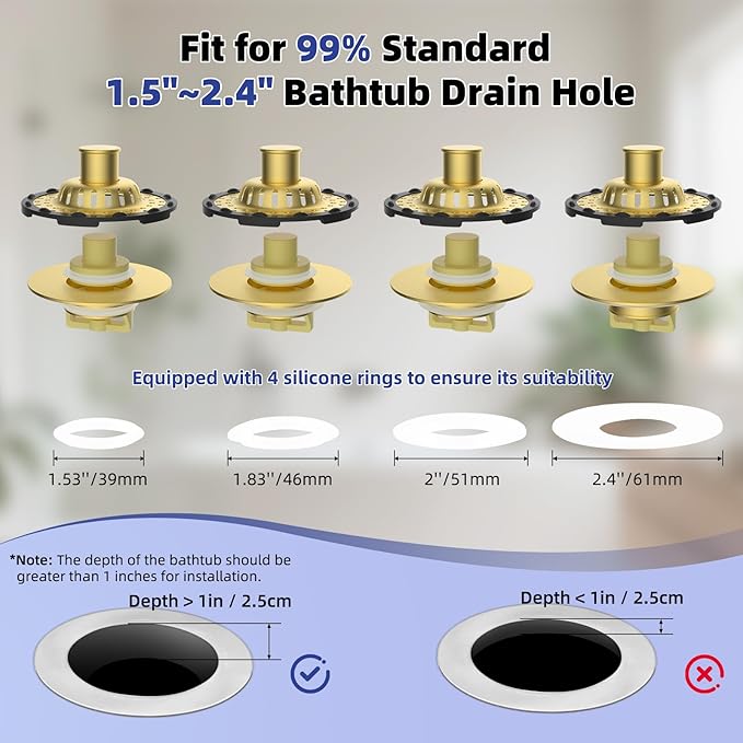 Universal Bathtub Drain Stopper Shower Drain Hair Catcher, Tub Stopper - Image 2
