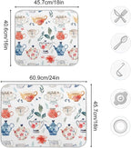 Watercolor Tea Cups Teapots Dish Drying Mat - Image 3