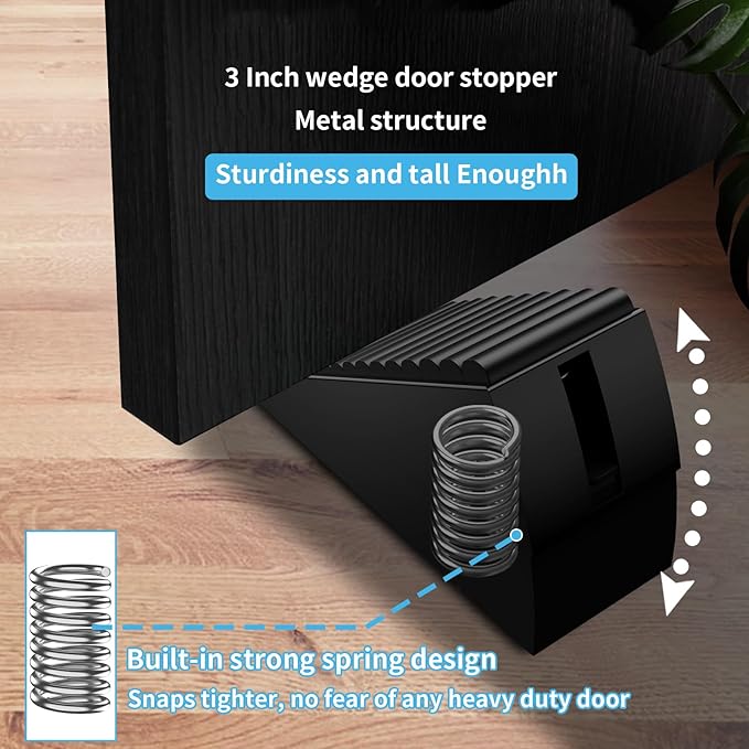 Strongest Door Stoppers for Bottom of Door- Spring Heavy Duty Door Stop Wedge - Image 2