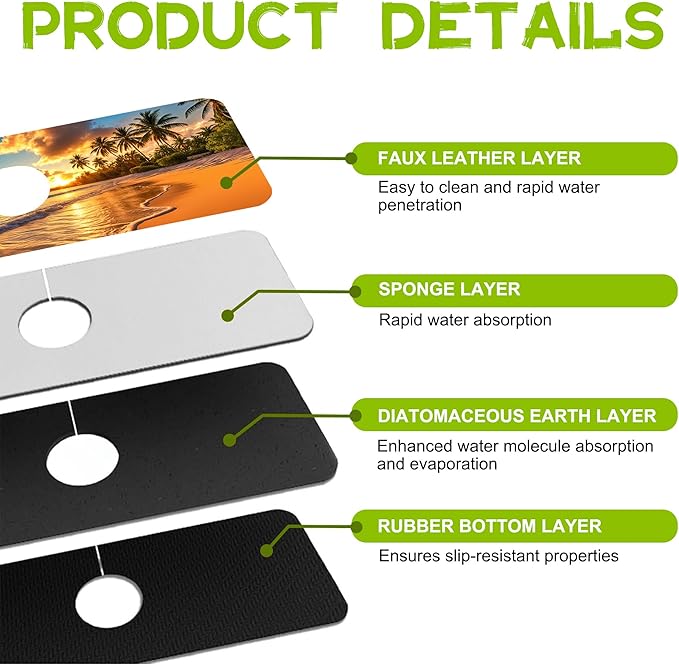 Kitchen Sink Splash Guard Faucet Mat Super Absorbent Fast Drying Mat Guard - Image 4