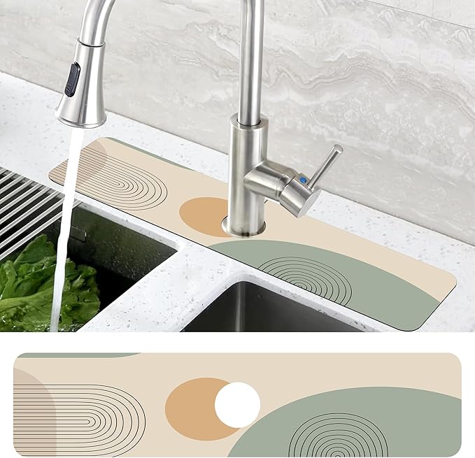 Abstract Minimalistic Geometric Kitchen Sink Splash Guard Mat Absorbent Fast - Image 4