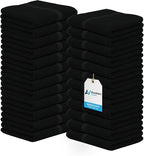 Avalon Towels Cotton Washcloths 24-Pack – 12 x 12 Inch Black Super Soft & by AvalonTowels