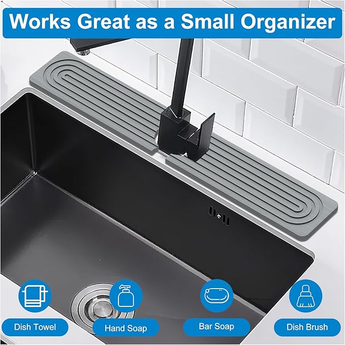 Faucet Mat for Kitchen Sink – 24"x4" Diatomite Stone Sink Splash Guard - Image 6