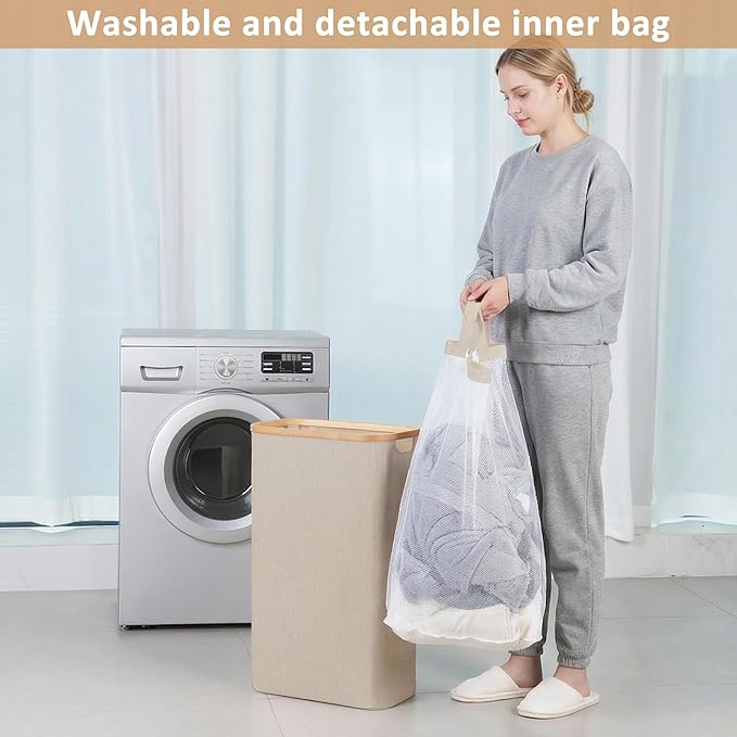 65L Slim Laundry Hamper, Narrow Laundry Basket - Image 6
