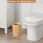 2 Pack Wicker Trash Can, Small Bathroom Trash Can, 2 Gallon Woven Natural Water - Image 2
