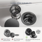 BOTEMY Stainless Steel Black Sink Drain Strainer 3-1/2'' Kitchen Sink Drain - Image 2