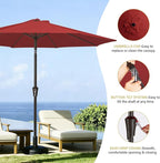 MEWAY 9ft Patio Umbrella Outdoor Table Umbrellas with Push Button Tilt and Crank, Market Umbrella 8 Sturdy Ribs for Deck, Garden, Pool and Backyard, Red - Image 6