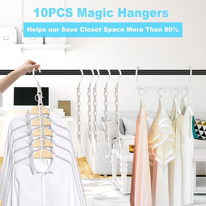 DUCOO 10 PCS Space Saving Hangers, 5-Hole Magic Hangers - Image 2