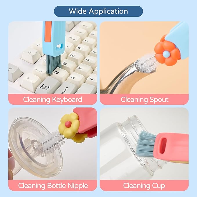 3 in 1 Bottle Gap Cleaning Brush, Portable Crevice Cleaning Brush Set, Suitable - Image 5
