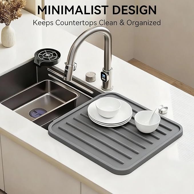 Silicone Dish Drying Mat for Kitchen Counter, Upgraded Extra Thick 1.1” - Image 7