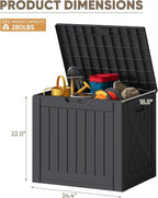 JUMMICO 42 Gallon Deck Box Waterproof, Resin Outdoor Storage Box with Side Handles, Outdoor Storage Benches Lockable for Patio Cushions and Garden Tools (Black) - Image 3