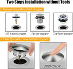 Bathtub Drain Stopper, Pop Up Tub Stopper and Cover, Bottom - Image 4