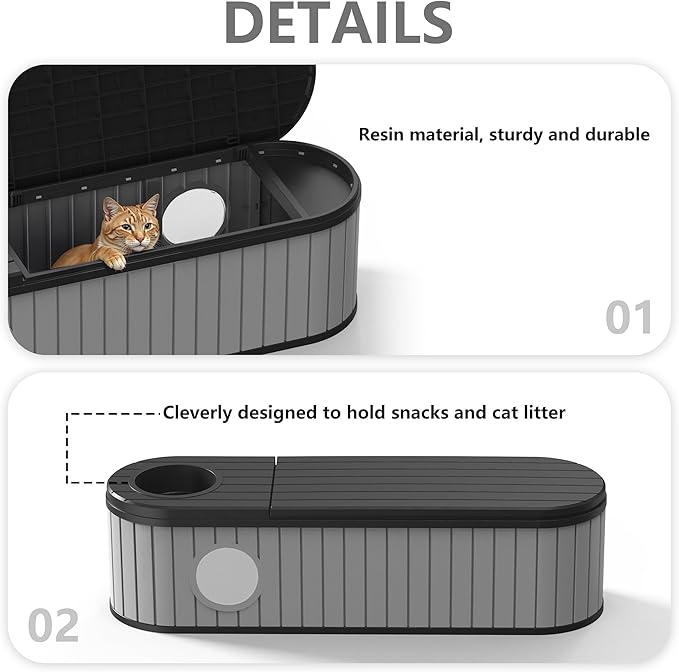 DRATO Outdoor Storage Box, Resin Deck Storage Box Waterproof Patio Storage Box for Indoor & Outdoor Use - Image 6