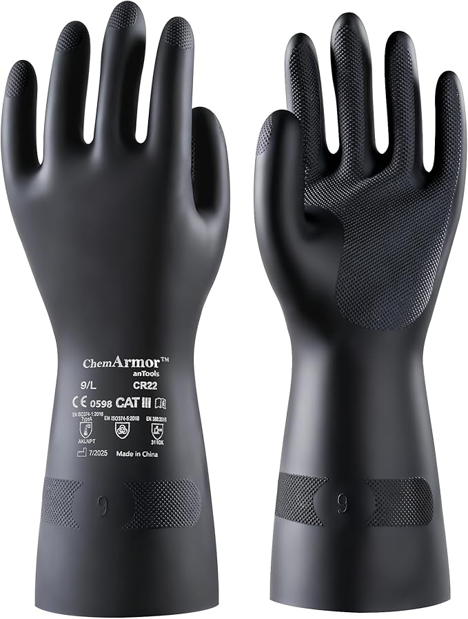 Heavy Duty Rubber Safety Work Gloves, Chemical Resistant Latex Gloves by antools