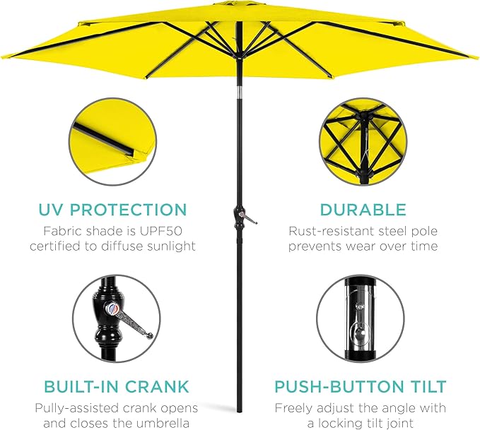 Best Choice Products 10ft Outdoor Table Compatible Steel Polyester Market Patio Umbrella w/Crank and Easy Push Button Tilt - Image 5
