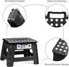 Delxo 9 Inch Folding Step Stool, Black Step Stools for Kids Foldable,Portable Collapsible Step Stool with Handle, Folding Stool for Kitchen Bathroom,Bedroom,Garden - Image 3