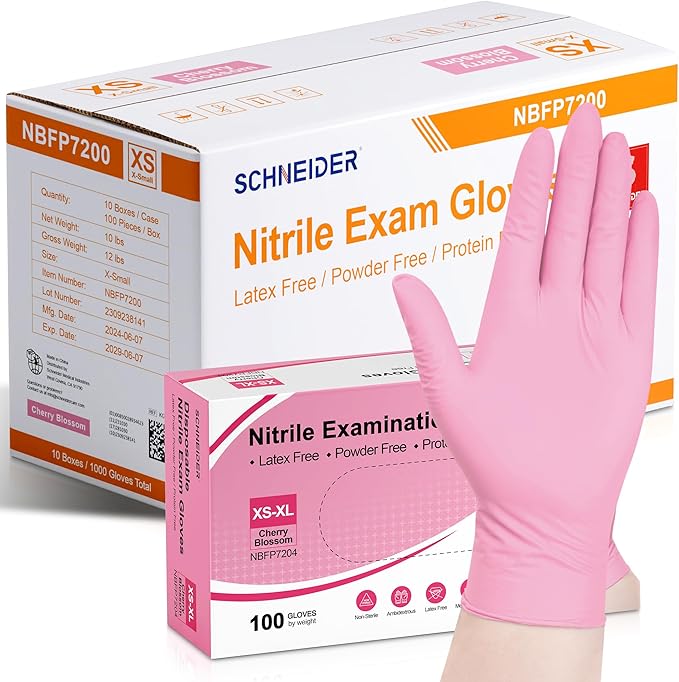Schneider Nitrile Exam Gloves, 4-mil Medical Gloves Disposable Latex Free by Schneider
