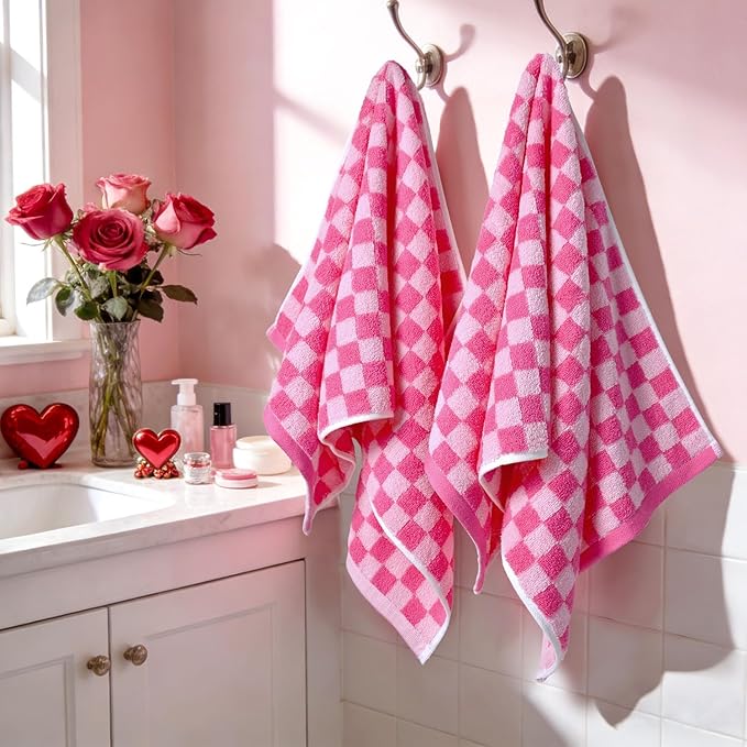 Jacquotha Pink Hand Towels 4 Pack, Cotton Decorative Bathroom Hand Towel & - Image 2