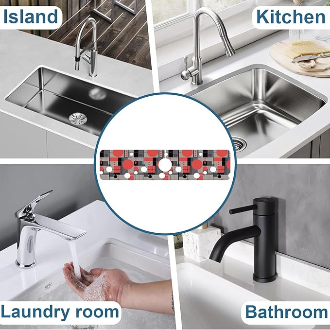 Abstract Geometric Sink Splash Guard Faucet Mat Vintage Tile Super Absorbent - Image 7