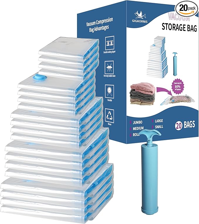 20 Pack Space Saver Vacuum Storage Bags by GIGAORNIS