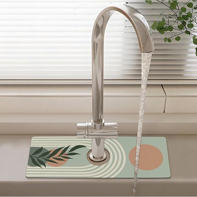 Patterned Sink Faucet Mat Kitchen Splash Guard Super Absorbent Drying Mat - Image 2