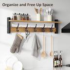 Coat Rack Wall Mount with Shelf, 29 Inch Coat Hanger Walls Mounted, Hat Rack - Image 6