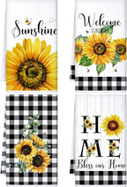 Bencailor 4 Pcs Sunflower Kitchen Towels Spring Summer Gifts Sunflower Floral by Bencailor
