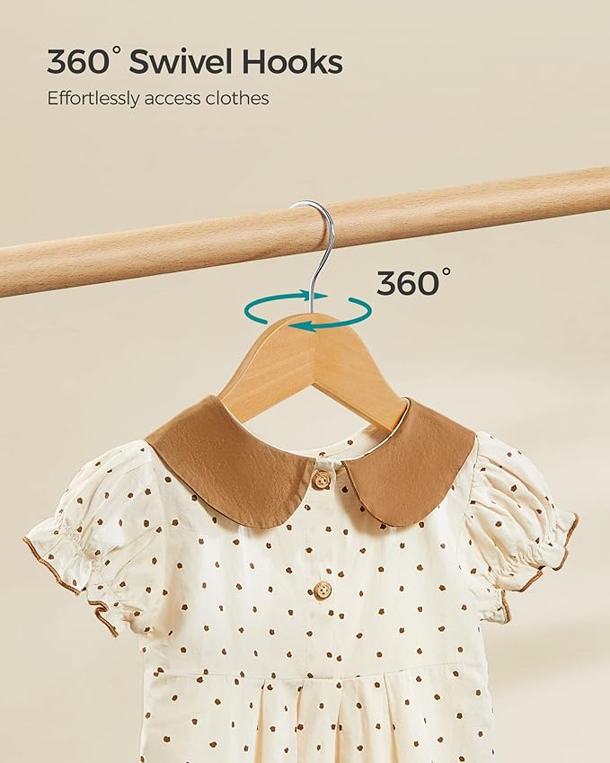SONGMICS Kids Wooden Hangers 10 Pack, Solid Wood Baby Hangers, Children's Coat - Image 6