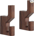 Walnut Wood Wall Peg Rack Hooks 2 Pack, Natural Wooden Coat Hooks Wall Mounted by muukinghouse