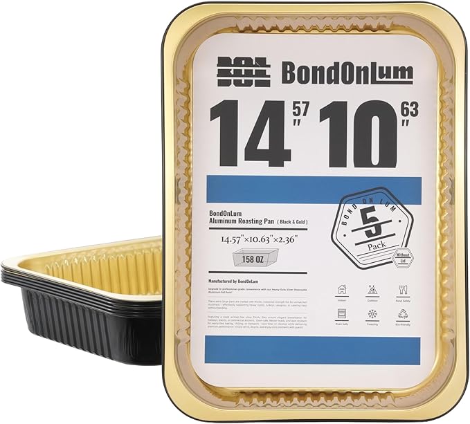 Aluminum Foil Pans, Extra Heavy Duty Disposable Aluminum Baking Pans, by BondOnLum