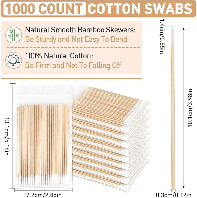 Fenshine 1000 Count Microblading Cotton Swab, Cotton Swabs Pointed Tip - Image 3