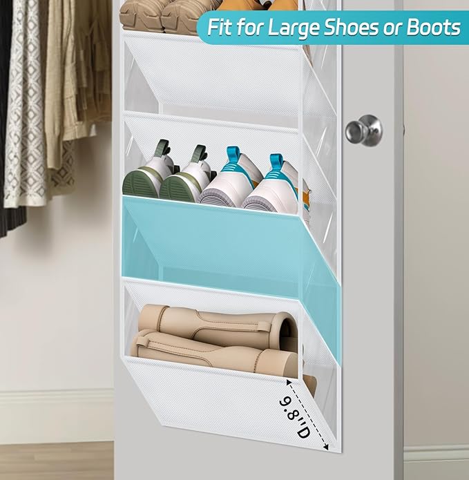 AOODA 10 Tier Clear Over the Door Shoe Organizer Storage, Deep Pockets Large - Image 3