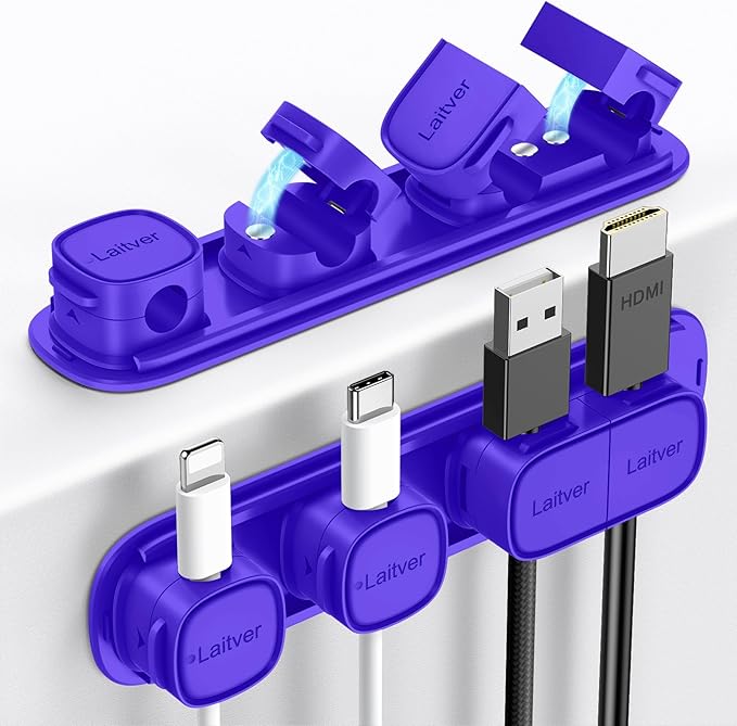 6 Pack Magnetic Cable Clips, Laitver Cord Organizer Holder Strong Adhesive Desk by Unknown