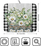 Spring White Daisy Flowers Dish Drying Mat - Image 2