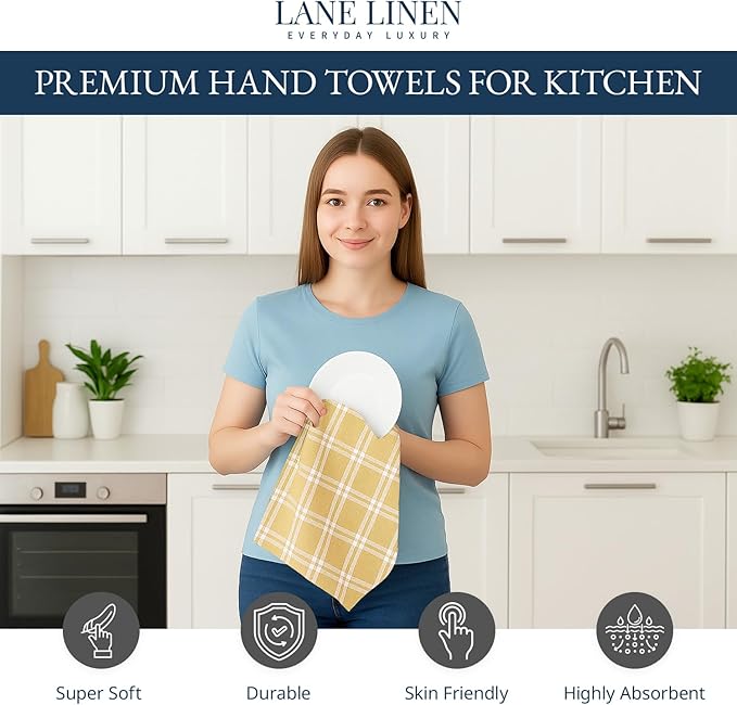LANE LINEN Cotton Kitchen Towels Set, Quick-Drying Dish Towels - Image 2