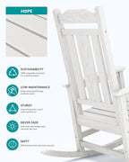 SERWALL Outdoor Rocking Chair Set of 6, Patio Rocking Chair Sets, HDPE Rocking Chair for Adults, White - Image 5