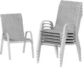 UDPATIO Patio Chairs Set of 6, Stackable Silver Outdoor Dining Chairs with High Back, Breathable Textilene Fabric Outdoor Chair All Weather, 350LBS Capacity for Garden, Backyard (Light Grey) by UDPATIO