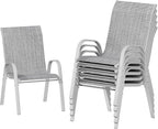 UDPATIO Patio Chairs Set of 6, Stackable Silver Outdoor Dining Chairs with High Back, Breathable Textilene Fabric Outdoor Chair All Weather, 350LBS Capacity for Garden, Backyard (Light Grey) by UDPATIO