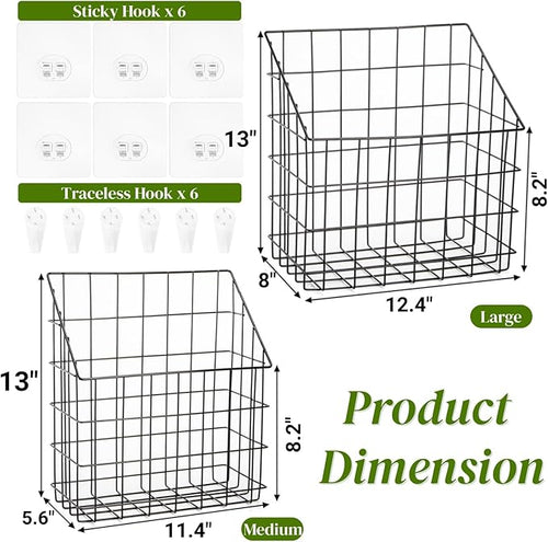 2 Pack Bath Tub Toy Storage Organizer Basket, Rustproof Black Iron Holder - Image 2