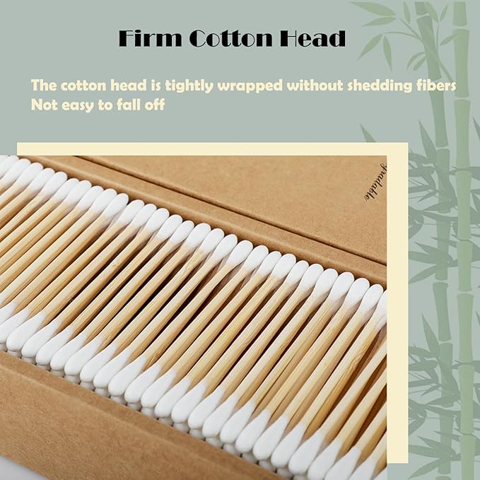 Natural Bamboo Cotton Swabs For Home & Beauty Care, Dual Round Tips, - Image 5
