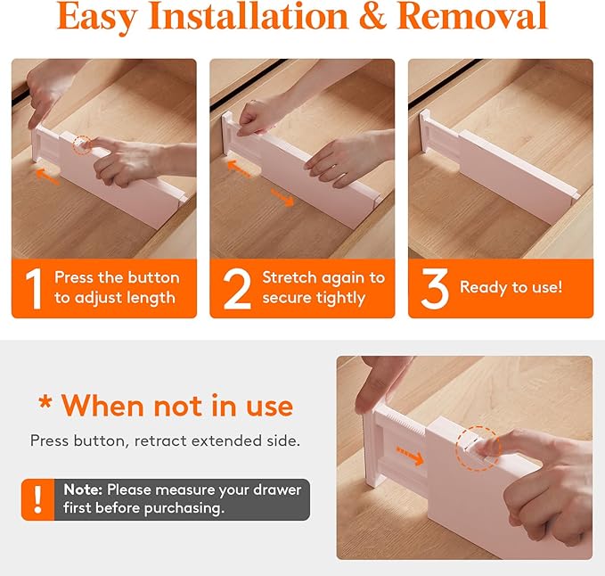 Lifewit 5 Pack 4" High Drawer Dividers 28-43.5cm/11-17" Adjustable Drawer - Image 6