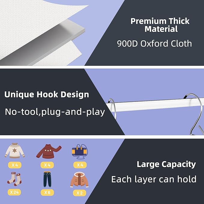 Twira 6-Shelf Hanging Closet Organizer, 2 Separable 3-Shelf Hanging Shelves - Image 7