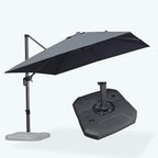 PURPLE LEAF Patio Umbrella with Base 10 Feet Outdoor Cantilever Square Umbrella Aluminum Offset Umbrella with 360-degree Rotation for Garden Deck Pool Patio, Grey by PURPLELEAF